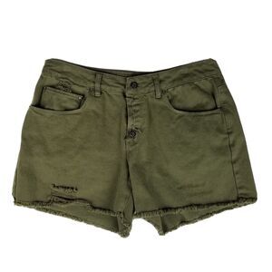 Women's A Loves A Anthropologie Distressed CutOff Denim Shorts Sz28 Olive Green